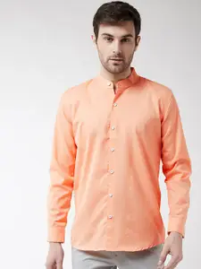SOJANYA Men Orange Classic Regular Fit Solid Casual Shirt