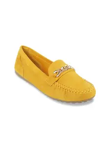 Metro Women Yellow Solid Loafers