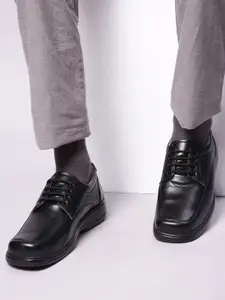 Liberty Men Black Solid Leather Formal Derbys