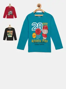 dongli Boys Pack of 3 Printed Round Neck T-shirt