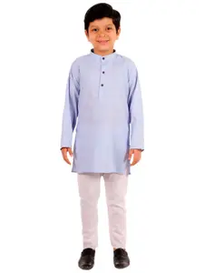 Superminis Boys Blue Solid Kurta with Pyjamas