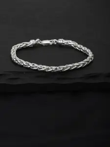 Carlton London Men Silver-Toned Rhodium-Plated Link Bracelet