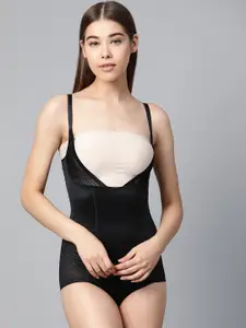 Marks & Spencer Women Black Solid Body Shaper with Satin Finish