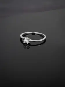 Carlton London 925 Sterling Silver-Women Rhodium-Plated CZ Stone Studded Finger Ring