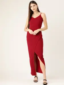 Trend Arrest Maroon Textured Maxi Dress