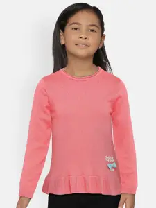 METRO KIDS COMPANY Girls Pink Solid Pullover Sweater