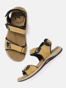 Woodland Men Camel Brown Solid Nubuck Comfort Sandals