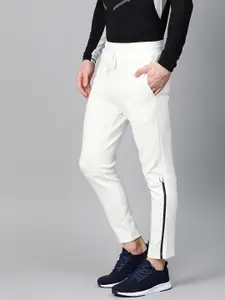 Fitkin Men White Solid Training Track Pants