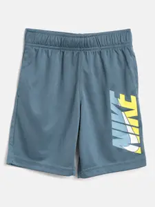 Nike Boys Navy Blue NK HBR Dri-FIT Solid Regular Fit Sports Shorts