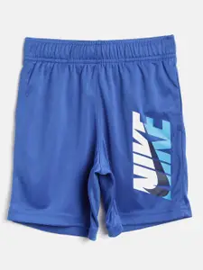 Nike Boys Blue NK HBR Dri-FIT Solid Regular Fit Sports Shorts