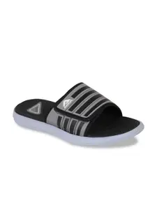 Adda Men Black & Grey Striped Sliders