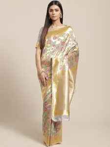 Saree mall Grey & Golden Woven Design Banarasi Saree