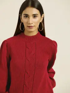 all about you Women Red Cable Knitted Pullover