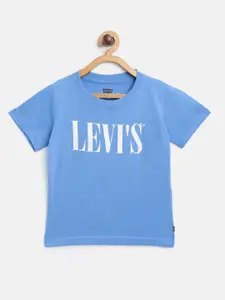 Levis Boys Blue Brand Logo Print Round Neck T-shirt