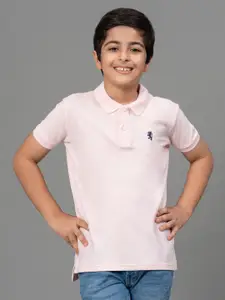Red Tape Boys Pink Solid Polo Collar T-shirt