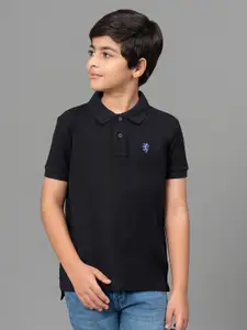 Red Tape Boys Black Solid Polo Collar T-shirt