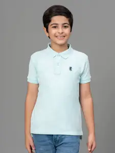 Red Tape Boys Turquoise Blue Solid Polo Collar T-shirt