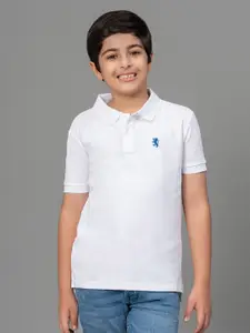 Red Tape Boys White Solid Polo Collar T-shirt