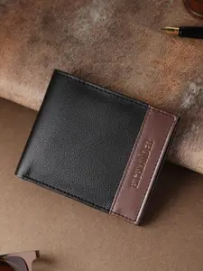 HIGHLANDER Men Black Solid Two Fold Wallet with Colourblocked Detail