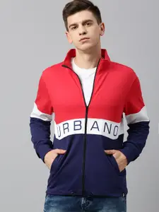 Urbano Fashion Men Colourblocked Cotton Zippered Sweatshirt