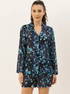 Clt.s Women Blue Printed Night suit