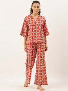 Clt.s Women Grey & Red Printed Night suit