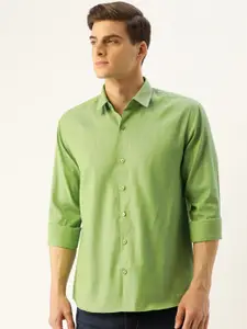 SOJANYA Men Green & Blue Classic Regular Fit Self Design Casual Shirt