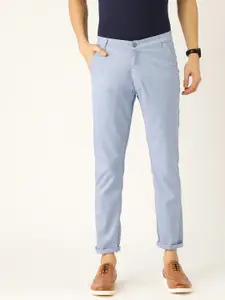 SOJANYA Men Blue Smart Regular Fit Solid Trousers