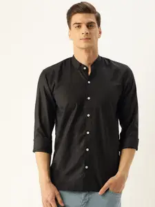 SOJANYA Men Black Classic Regular Fit Solid Casual Shirt