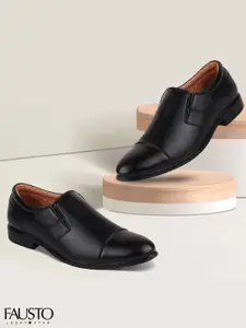 FAUSTO Men Black Solid Formal Slip-Ons