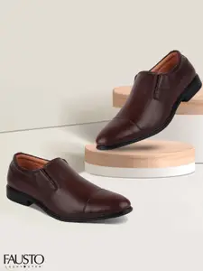 FAUSTO Men Brown Solid Formal Derbys