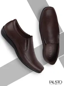 FAUSTO Men Brown Solid Formal Slip-on Shoes