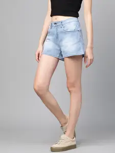 Roadster Women Blue Washed Regular Fit Denim Shorts