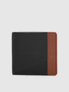 Hidesign Men Black & Brown Leather Two Fold Wallet