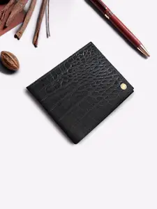 Hidesign Men Black Textured Leather Two Fold Wallet
