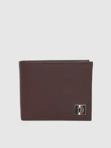Tommy Hilfiger Men Brown Textured Two Fold Leather Wallet