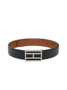 Tommy Hilfiger Men Navy Blue & Brown Leather Reversible Solid Belt