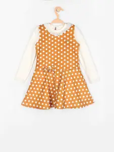 Peppermint Girls Brown Printed A-Line Dress