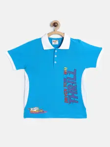 toothless Boys Blue Hot Wheels Printed Polo Collar T-Shirt
