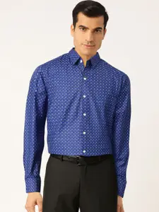 JAINISH Men Blue & Yellow Classic Slim Fit Printed Smart Casual Shirt
