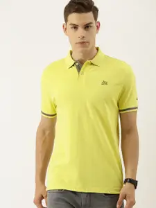 Being Human Men Yellow Solid Polo Collar Pure Cotton T-shirt