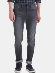 AD By Arvind Men Charcoal Grey Tapered Fit Mid-Rise Clean Look Stretchable Jeans
