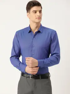 SOJANYA Men Blue Classic Regular Fit Self Design Formal Shirt