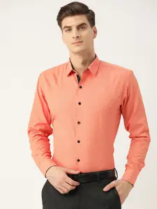 SOJANYA Men Orange Classic Regular Fit Solid Formal Shirt