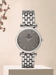 Carlton London Women Gunmetal & Silver Analogue Watch CL006GLGG