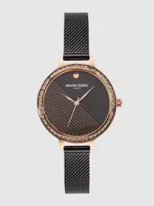 Marie Claire Women Black Embellished Analogue Watch MC-SS20