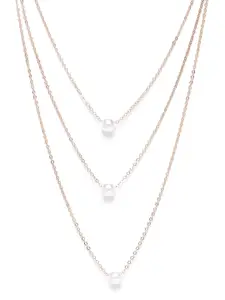 Zaveri Pearls White Rose Gold-Plated Beaded Layered Necklace