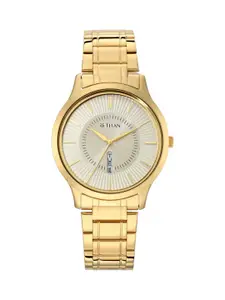 Titan Men Yellow Analogue Watch 1845YM01