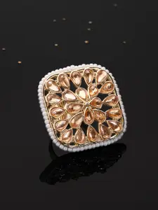 Rubans Women Gold Plated Handcrafted Kundan Stone Studded Finger Ring