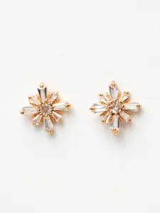Bhana Fashion White Gold-Plated Floral Studs